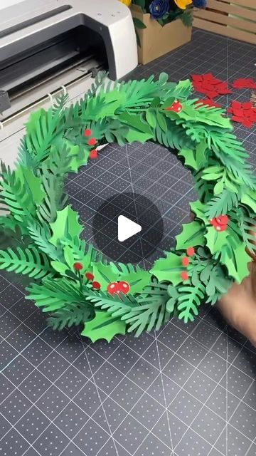 December 5, 2023、155 likes, 5 comments - creative_vector_studio: "I have one amazing news, but I will tell you it a bit later 🙊 Let’s make a Christmas wreath! How to make Poinsettia flower find out in my previous video 😘 #paperwreath #diychristmaswreath #diychristmascrafts #paperpoinsettia #christmascrafts #diychristmasdecorations #paperflowertutorial #paperleaf #christmassvg #creativevectorstudio #svgproject #svgcrafts #cricutmade #cricutmaker #christmasdecorideas". Paper Wreath Diy Christmas, Paper Wreath Tutorial, Paper Wreath Diy, Make A Christmas Wreath, Christmas Reef, Paper Wreath, Paper Leaves, Christmas Wreaths To Make, Poinsettia Flower