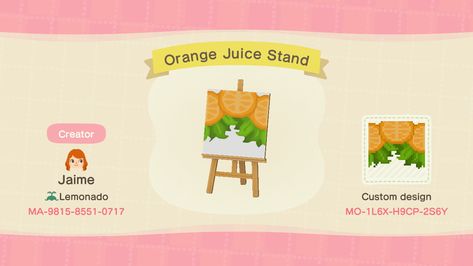 Animal Crossing Orange Design, Acnh Orange Path, Acnh Fruit Sign Design, Acnh Orange Juice Stand, Acnh Lemonade, Cute Egg, Orange Design, Stall Designs, Egg Designs