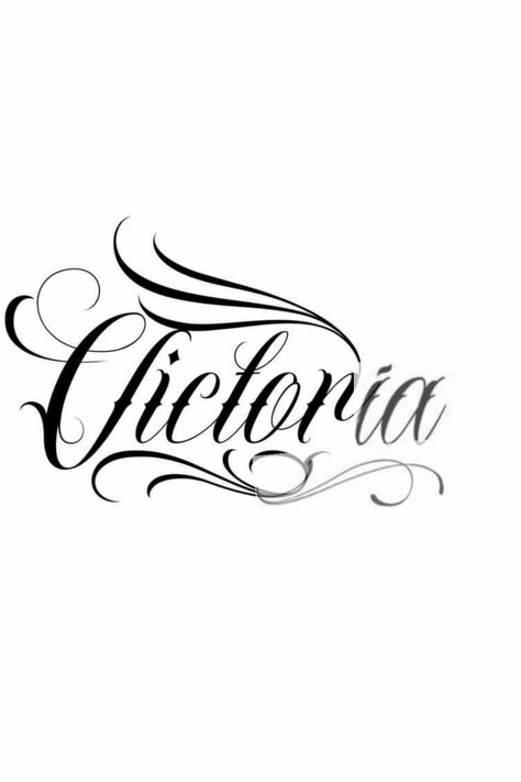 Victoria In Cursive, Victoria Name Design, Victoria Name Tattoo, Tattoo Nombres, Victoria Tattoo, Victoria Name, Name Drawings, Chicano Lettering, Script Tattoo