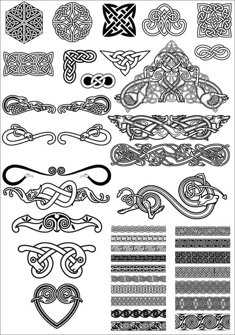 Norse Art Pattern, Nordic Knot Tattoo, How To Draw Viking Knotwork, Nordic Pattern Viking, Nordic Embroidery Patterns, Celtic Knot Patterns, Scandanavian Tattoo, Keltic Pattern Tattoo, Viking Designs Pattern