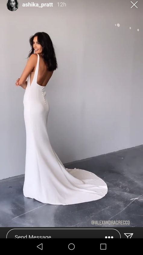 Minimal Dress Wedding, Elegant Minimalist Wedding Dress, Square Neck Low Back Wedding Dress, Gen Z Wedding Dress, Square Neck Fitted Wedding Dress, Effortless Wedding Dress, Wedding Dress High Neck Low Back, Simple Unique Wedding Dresses, Simple Chic Wedding Dress