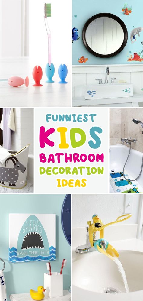 Kids Bathroom Ideas For Boys, Gender Neutral Bathroom For Kids, Fun Kids Bathroom Ideas, Small Kids Bathroom, Kids Bathroom Themes, Fun Kids Bathroom, Toddler Bathroom, Kids Bathroom Colors