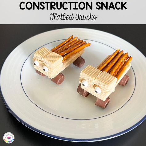 Food Construction Activities, Construction Cooking Activity, Construction Snacks For Kids, Construction Arts And Crafts Preschool, Construction Theme Snacks, Construction Themed Food, Construction Theme Crafts, Construction Snacks, Construction Crafts Preschool