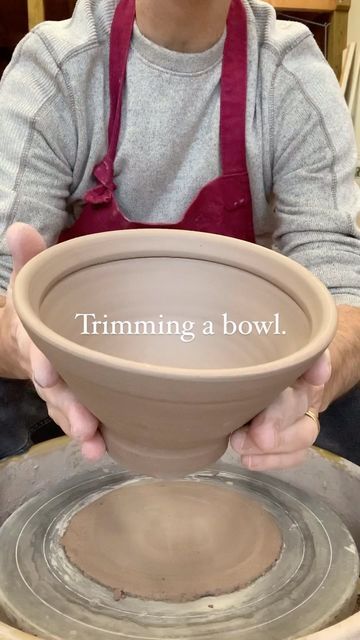 David Hooker on Instagram: "A little demo of trimming bowls. Some people try to trim as little as possible, but I love trimming. Not only is it satisfying, the way the facets of trimming interact with throwing lines can really bring a piece to life! #pottery #potteryvideos #materialandprocess #creativeprocess #trimmingpottery #bowls" Trimming Pottery, Pottery Trimming, Pottery Tutorials, Pottery Videos, Pottery Classes, Potters Wheel, Pottery Ideas, Pottery Bowls, Wheel Thrown