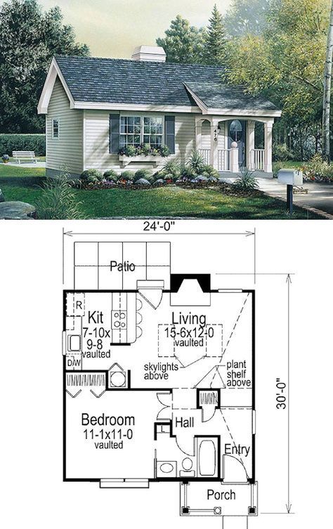 Summer Spot tiny house floor plan for building your dream home without spending a fortune. Your tiny house doesn't have to be ugly or weird - just look at these architectural masterpieces! Chose from traditional plans to mobile tiny house plans that will allow you to change your lifestyle and be free! Small Cottage House Plans, Small Cottage Homes, Free House Plans, Small Cottages, A Small House, Small House Floor Plans, Tiny House Floor Plans, Cottage Plan, Cottage House Plans