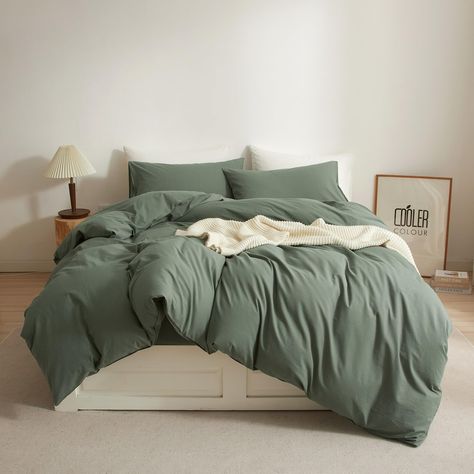 Mucalis Sage Green Duvet Cover Queen 100% Natural Washed Cotton Duvet Cover Set Full 3pc Solid Modern Dark Green Bedding Duvet Cover Set with Zipper Closure Corner Ties,Soft-No Comforter : Amazon.co.uk: Home & Kitchen Green Bed Set, Light Green Bedding, Dark Green Bedding, Sage Green Duvet Cover, Sage Green Duvet, Burgundy Bedding, Green Bedding Set, Green Duvet Cover, Green Bed