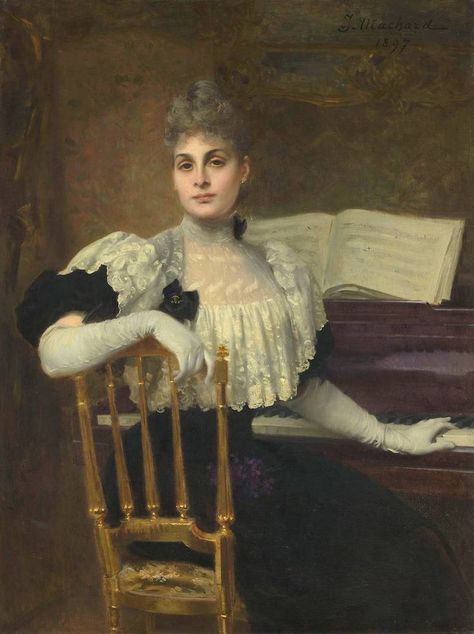 1897 Madame J. Machard by Jules-Louis Machard (Musée des Beaux-Arts - Arras, Pas-de-Calais, Hauts-de-France, France). From fr.muzeo.com/reproduction-oeuvre/portrait-de-madame-j-machard/jules-louis-machard 879X1176 @300 320kj. Modern Art Movements, Cardboard Painting, Spanish Artists, Artist Life, Fashion Portrait, Art Movement, Figurative Art, Portrait Art, Beautiful Paintings