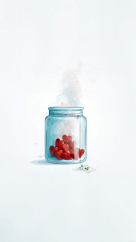 Hearts In Jar Love Minimal Art #iPhone #6 #plus #wallpaper Jar Of Hearts, Iphone 6 Wallpaper, Heart Art, San Valentino, Drawing Inspiration, Hd Wallpaper, Cute Wallpapers, Iphone 6, Watercolor Art