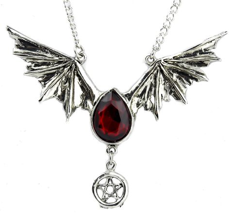 Blood Red Swarovski Stone Bat Wing Necklace Vampire Tear Drop Pendant Necklace Vampire, Red Stone Jewelry, Vampire Jewelry, Red Stone Necklace, Bat Jewelry, Tear Drop Pendant, Gothic Bracelet, Amazon Jewelry, Wing Jewelry