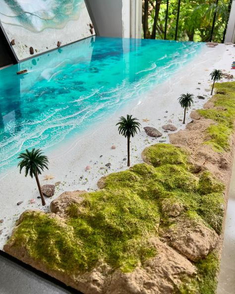 Ocean in your home ❤️ #minart #oceanlife #oceanlover #oceanside #oceanphotography #oceanview #resinpainting #resincraft #resinartwork #resinartist Diorama Terrain, Beach Diorama, Resin Artwork, Resin Painting, Future City, Beautiful Coffee, Ocean Lover, Amazing Art Painting, Ocean Photography