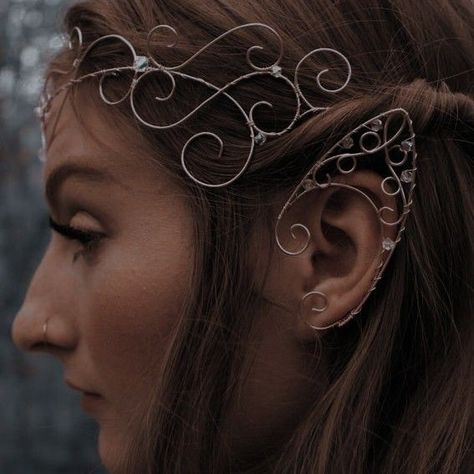 Fawn Aesthetic, Folk Of The Air Aesthetic, Elven Armor, Elf Earrings, Arwen Undomiel, Elf Crown, Elf Ear, Fairytale Aesthetic, Prom Dress Inspo