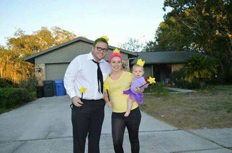 Fairly odd parents Halloween costumes! Cosmo, wanda and poof! Fairly Off Parents Costume, Parents Halloween Costumes, Fairly Odd Parents Costume, Cosmo And Wanda Costume, Cosmo Wanda, Family Themed Halloween Costumes, Creative Pumpkin Decorating, Themed Halloween Costumes, Cosmo And Wanda