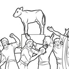 After being saved at the Red Sea, the Israelites began to worship a golden calf. What lessons can you learn from this Bible story? Discuss the activities as a family. Golden Calf, Sunday School Coloring Pages, Family Worship, Sunday School Crafts For Kids, Bible Characters, Bible Study Help, Bible Coloring Pages, Bible School Crafts, Bible Crafts For Kids