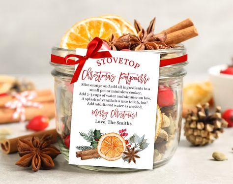 Stovetop Potpourri Christmas Gift Tag Teacher Gift Label - Etsy Potpourri Christmas Gift, Christmas Bbq, Stovetop Potpourri Christmas, Simmer Pots, Potpourri Gift, Stove Top Potpourri, Simmering Potpourri, Potpourri Recipes, Potpourri Christmas