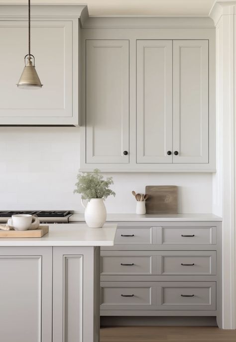 Sherwin Williams Agreeable Gray Kitchen, Agreeable Gray Kitchen, Agreeable Gray Kitchen Cabinets, Dark Brown Hardwood Floors, Sherwin Williams Agreeable Gray, Neutral Kitchen Colors, Perfect Greige, Kitchen Organization Hacks, Warm Neutral Paint Colors