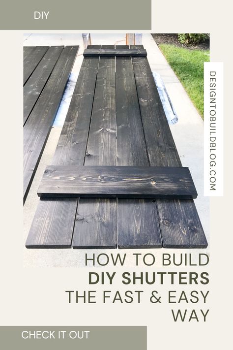 Are you looking for an inexpensive and easy way to spruce up the exterior of your house? Building DIY shutters is a great way to do just that. In this post, I'll show you how to build your own shutters the fast and easy way! Not only are DIY shutters a great way to give your home a unique look, they’re also incredibly easy and affordable to make. Come check out how to make your own exterior shutters. Diy Shutters Exterior Wood, Diy Window Shutters, Craftsman Shutters, Diy Wood Shutters, Window Shutters Diy, Modern Shutters, Window Shutters Exterior, Diy Exterior, Farmhouse Shutters