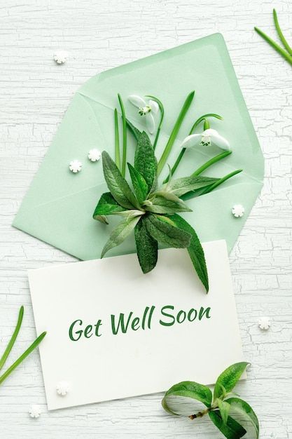 Photo card get well soon spring decor in... | Premium Photo #Freepik #photo #march #spring-leaves #flower-text #spring-background Get Well Pictures, Gif Get Well Soon, Get Well Soon Images, Birthday Card For Aunt, Get Well Soon Quotes, Get Well Soon Cards, Get Well Soon Flowers, Get Well Soon Messages, Emoticon Love