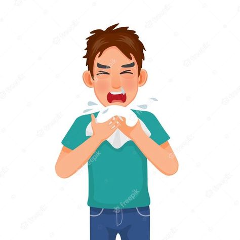 Premium Vector | Young man with runny nose holding a handkerchief sneezing and blowing because of allergy flu virus Pregnancy Constipation, Increase Height Exercise, Medical Words, Chest Congestion, Runny Nose, Cartoon Gifs, Islam Facts, Man Photo, Physical Fitness