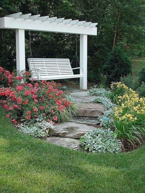 Garden Pergolas, Pathway Landscaping, Backyard Swings, Garden Swing, Have Inspiration, Creative Gardening, Memorial Garden, Healthy Environment, Garden Structures