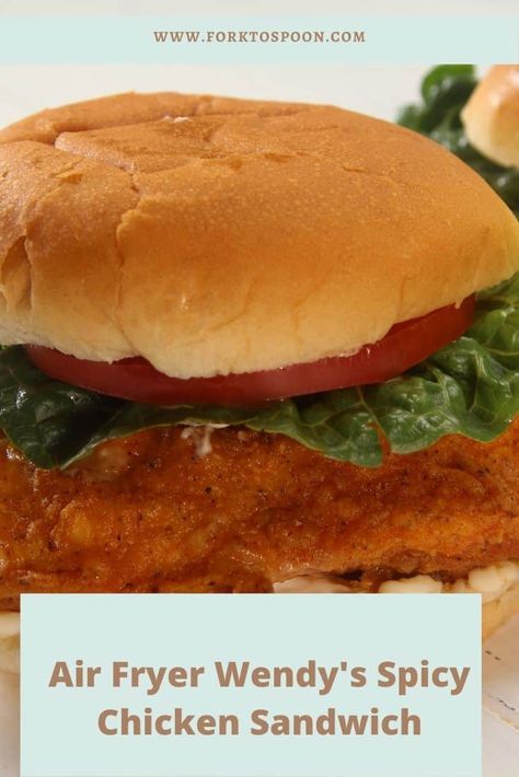 Air Fryer Wendy's Spicy Chicken Sandwich - Fork To Spoon Wendy Spicy Chicken Sandwich, Copycat Wendy’s Spicy Chicken, Wendy’s Spicy Chicken Sandwich, Spicy Chicken Sandwich Recipe Air Fryer, Wendy's Spicy Chicken Sandwich Copycat, Spicy Chicken Sandwich Air Fryer, Healthy Spicy Chicken Sandwich, Spicy Chicken Sandwich Recipe, Wendys Spicy Chicken