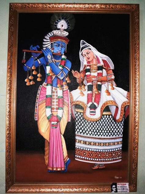 Manipuri Painting, Cross Stitch Angels, Indian Paintings, Drawings Simple, Acrylic Painting On Canvas, Awesome Art, Kpop Fanart, Art Drawings Simple, Radha Krishna