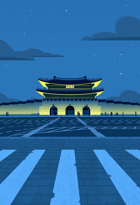 Korea Wallpaper, Arte 8 Bits, Leaflet Design, Where I Live, City Illustration, Korean Art, Travel Illustration, Architecture Illustration, Landscape Illustration