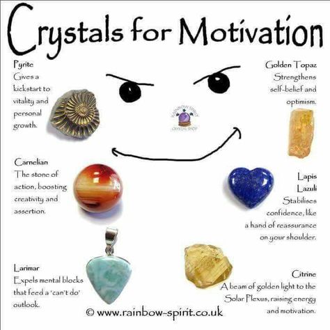 Crystals for motivation - Pyrite, Carnelian, Larimar, Citrine, Lapis Golden Topaz as well as Tiger Eye Learn Reiki, Crystal Guide, Spiritual Crystals, Types Of Crystals, Crystal Therapy, Crystal Healing Stones, Crystal Magic, Les Chakras, Crystal Meanings