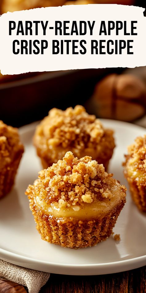 Delight your guests with these irresistible Apple Crisp Bites! These mini treats combine the warm flavors of cinnamon and nutmeg with sweet, juicy apples, all wrapped in a buttery crust. Perfect for parties, they’re easy to make and even easier to enjoy. Serve them warm with a scoop of vanilla ice cream for an extra special touch. Whether it’s a holiday gathering or a casual get-together, these bite-sized desserts are sure to impress. Discover the recipe and elevate your dessert game today! Apple Crisp Bites, Crisp Recipes, Mini Treats, Bite Size Desserts, Apple Crisp Recipes, Fresh Apples, Apple Crisp, Vanilla Ice, Vanilla Ice Cream