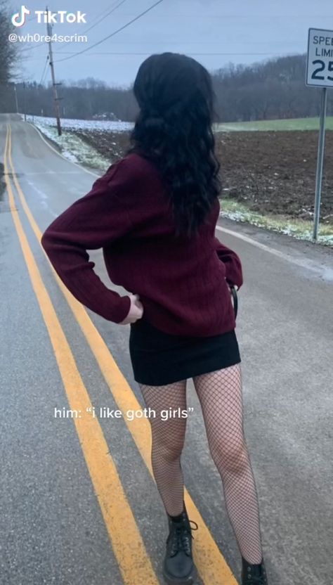 Black Mini Skirt And Fishnets, Fishnet Winter Outfit, Mini Skirt And Fishnets Outfit, Mini Skirt Fishnets Outfit, Black Dress And Docs, Stocking And Skirt Outfit, Fishnet Sweater Outfit, Fishnet Outfit Skirt, Outfit With Fishnet Tights