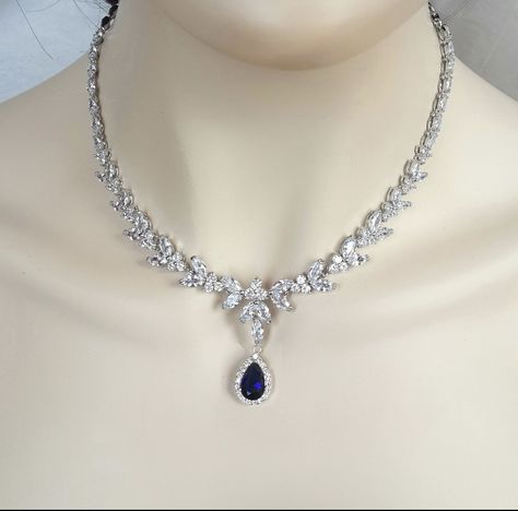 Saphire Jewelry, Blue Sapphire Jewelry Set, Blue Diamond Necklace, Sapphire Jewelry Set, Bridal Jewelry Pearl Sets, Crystal Bridal Jewelry Sets, Blue Wedding Jewelry, Jewelry Sapphire, Blue Sapphire Jewelry