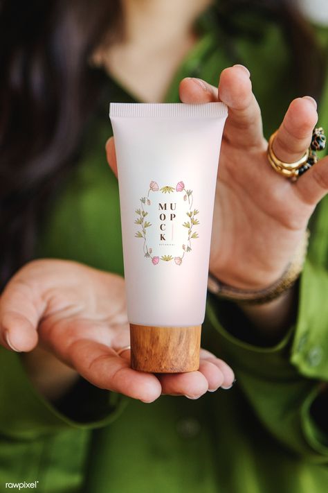 Woman holding lotion with both hands mockup | premium image by rawpixel.com / McKinsey Holding Product Photography, Body Lotion Photography Model, Body Cream Photography, Product Staging, Whitening Face Mask, Lash Cleanser, Cream Photography, Skincare Products Photography, Hand Photography