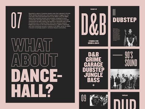 UK Genres — Layouts by Marko Cvijetic Fun Editorial Design, Bold Typography Layout, Punk Layout Design, Type Layout Design, Typography Contrast, Typography Hierarchy Layout, Editorial Design Layouts, Text Heavy Magazine Layout, Editorial Typography