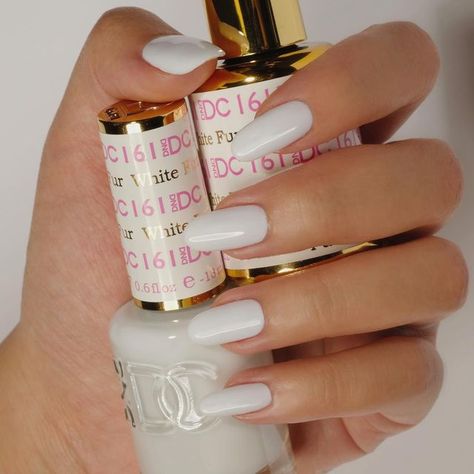 Dnd 161 White Fur, Dnd White Polish, Dc Nail Polish Colors, Dc Nails, Dnd Gel Nail Polish, Dnd Nail Polish, Future Nails, Sheer Nails, Dnd Gel Polish