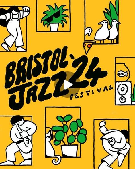 Con McHugh on Instagram: "Bristol jazz festival animated projections ✨  Massive thanks to the gang at @bristoljazzfest and @tobacco_factory for trusting me to draw all over their their building 🙏🏻  #animation #illustration #design #analog" Festival Illustration, Jazz Illustration, Jazz Animation, Factory Animation, Music Fest Illustration, Jazz Music Festival Poster, Funky Jazz, Montreux Jazz Festival Poster, Jazz Band