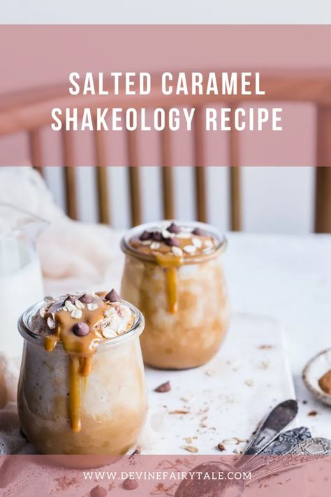 Salted Caramel Shakeology Recipe | Devine Fairytale Shakeology Recipes, Shakeology Dessert Recipes, Chocolate Caramel Brownie Shakeology, Cookies And Creamy Shakeology Recipes, Shakeology Cookie Dough, Shakeology Desserts, Salted Caramel Coffee, Vanilla Shakeology, Chocolate Shakeology