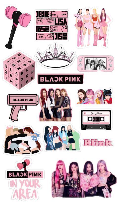 Blackpink stickers Happy Mail Printable, Blackpink Stickers, One Piece Birthdays, Dramatic Play Printables, Y2k Stickers, Pink Drawing, Oil Pastel Drawings Easy, Kpop Stickers, Blackpink Square Up