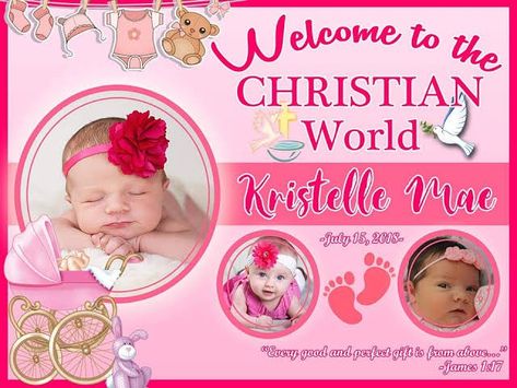 Welcome To Christian World Tarpaulin, Dedication Invitations, Barbie Invitations, Tarpaulin Design, Baby Birthday Card, Baby Birthday Invitations, Flower Background Design, Christian World, Baby Invitations