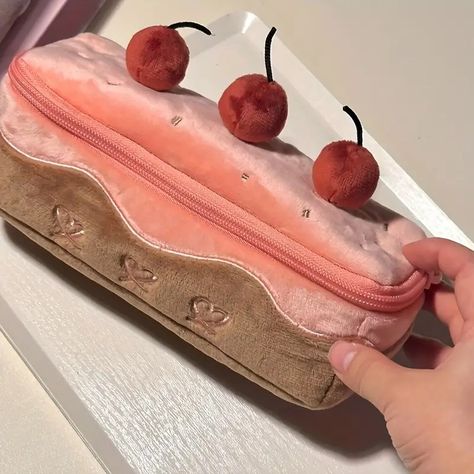 Cute Plush Cherry Cake Pen Bag Exquisite Storage Large - Temu Toilet Bag, Pencil Storage, Korean Stationery, Pen Bag, Cherry Cake, Cake Shapes, Beautiful Storage, Desk Supplies, Stationery Storage