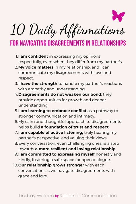 Strengthen your relationship with these 10 powerful affirmations. Perfect for navigating disagreements and fostering understanding with your partner. Dive into my latest blog for more insights on communicating with love and respect. #RelationshipAffirmations #HealthyCommunication Gaslighting In Relationships, 10 Affirmations, How To Communicate Better, Gratitude Challenge, Communication Relationship, Relationship Blogs, Relationship Struggles, Practice Gratitude, Relationship Problems