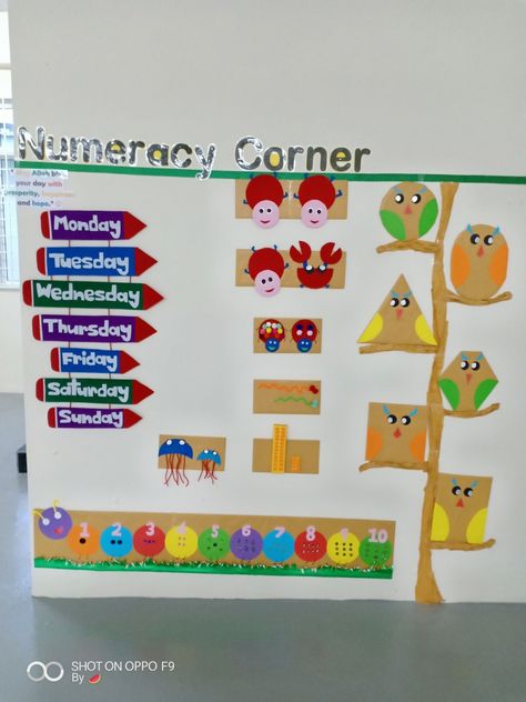 numeracy corner by teacher jaja Numeracy Corner Preschool, Numeracy Corner, Attachment Techniques, Math Corner, Decoration Class, Learning Corner, Transportation Crafts, School Kids Crafts, Primary English