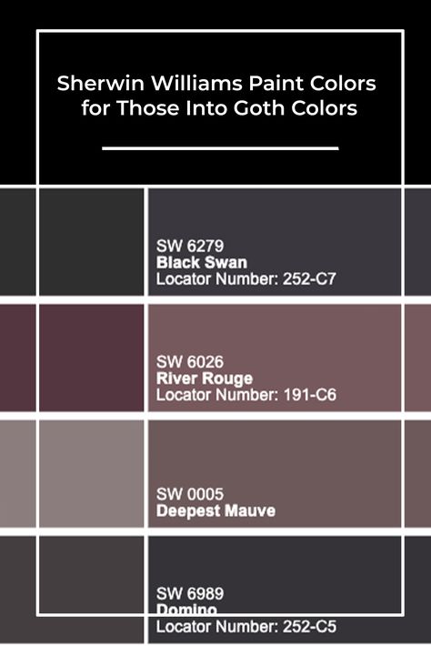 Goth Color Palette, Moody Rooms, Bold Home Decor, Goth Houses, Darkest Black Color, Exterior House Paint Color Combinations, Popular Paint Colors, Sherwin Williams Paint Colors, Office Colors