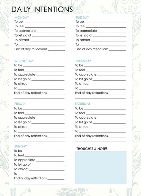 Set your intentions daily for the next four weeks with these daily intention cards! Daily Intentions List, Ifrane Morocco, Bullet Journal Mood Tracker, Daily Intentions, Set Your Intentions, Healing Journaling, Life Binder, Writing Therapy, Planner Pdf