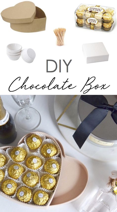 Diy Chocolate Box Ideas, Homemade Gift Boxes, Picture Gifts Diy, Make Your Own Chocolate, Candy Bouquet Diy, Chocolate Diy, Diy Chocolate, Birthday Party Crafts, Bouquet Gift