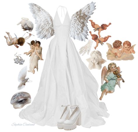 Angel Style Outfit, Angel Themed Outfits, Angel Astethics Outfit, Angel Attire, Soft Angel Aesthetic Outfits, White Angel Aesthetic Outfit, Angelcore Outfits, Romantic Academia, Summer Winter