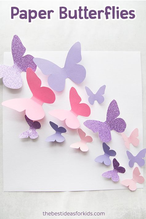 Get this free butterfly template to make a beautiful butterfly display! This paper butterfly craft is so fun to make! Paper Butterfly, Paper Butterfly Wall Art, Paper Butterfly DIY, Paper Butterfly Template, Butterfly Template Printable. #bestideasforkids #spring #butterfly #kidscraft #craft #diy  via @bestideaskids Butterfly Wall Art Diy, Paper Butterfly Crafts, Diy Paper Butterfly, Diy Spring Crafts, Butterfly Template, Origami Butterfly, Spring Crafts For Kids, Handprint Craft, Metal Tree Wall Art