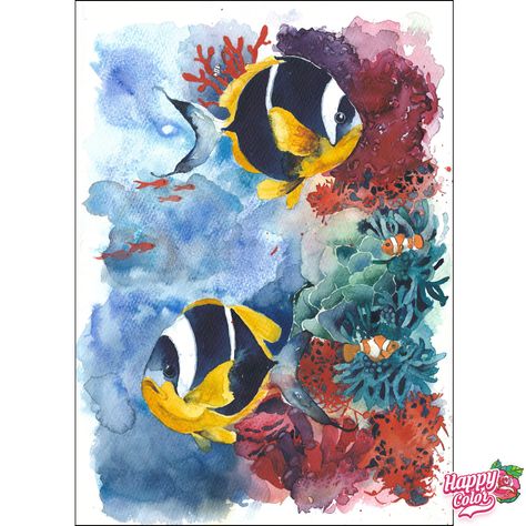 Fish in Watercolor Underwater Landscape, Fish Tropical, Underwater Painting, Art Tutorials Watercolor, Watercolor Fish, Watercolour Inspiration, Watercolor Paintings Easy, Watercolor Painting Techniques, Watercolor Art Lessons