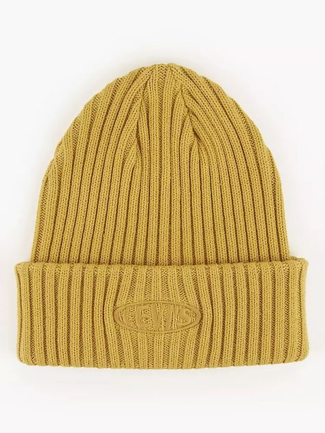 Garment Dye Beanie - Yellow | Levi's® US Levi Logo, Premier League Football, Fox Head, Happy Socks, Unisex Accessories, Men's Knit, Knit Cuff, Levis Men, Sweater Weather