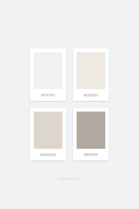 Muted, monochrome, minimalist colour palette, curated by Jack Watkins, a branding and website designer for visionary entrepreneurs. Cream, white, beige, brown, natural, warm.    #color #colour #muted #monochrome #minimalist #colorpalette #colourpalette Beige And White Colour Palette, Beige Branding Color Palettes, Minimalistic Colour Palette, Off White Colour Palette, White Palette Color, Cream Colour Palette, Minimalist Colour Palette, White Pantone, Color Palette White