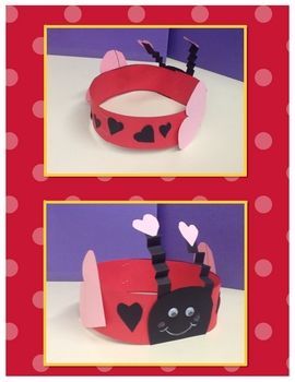 Love Bug Headband, Love Bug Headband Craft, Love Bug Hats Preschool, Valentines Day Hats Preschool, Valentine’s Day Headband Craft, Valentine Hat Craft, Bug Headband Craft, Valentine’s Day Crafts Preschool, Bug Headband