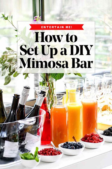 How to Set Up a DIY Mimosa Bar | foodiecrush.com Diy Mimosa Bar, Diy Mimosa, Mimosa Party, Champagne Breakfast, Mimosa Brunch, Brunch Bar, Ladies Brunch, Mimosa Recipe, Champagne Brunch